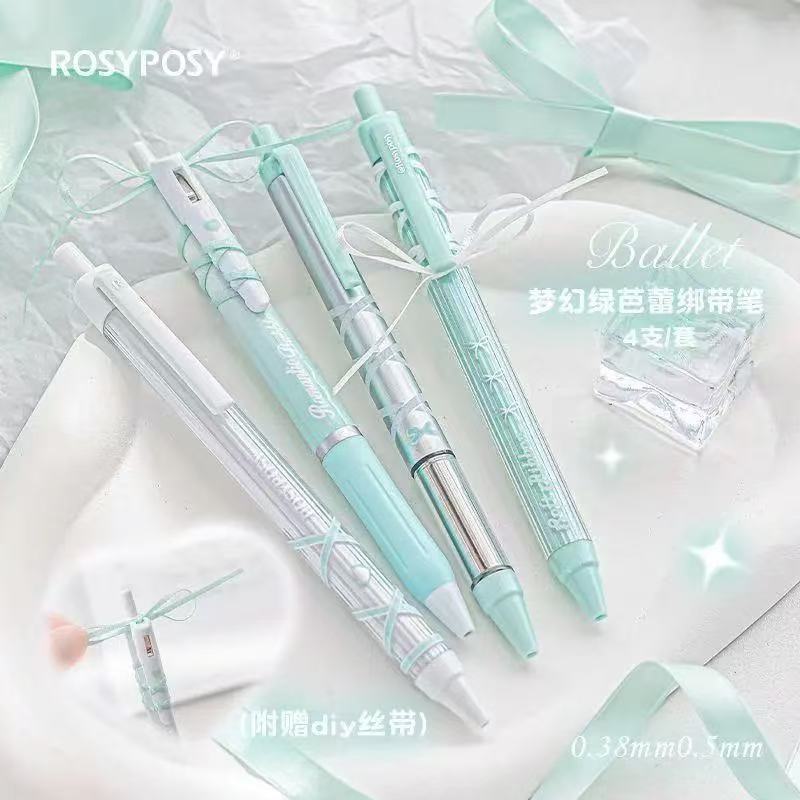 Rosy Posy Ballet Ribbon Soft Gel Pen Mint 4pcs