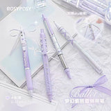 Rosy Posy Soft Ballet Ribbon Strap Gel Pen Purple 4pcs