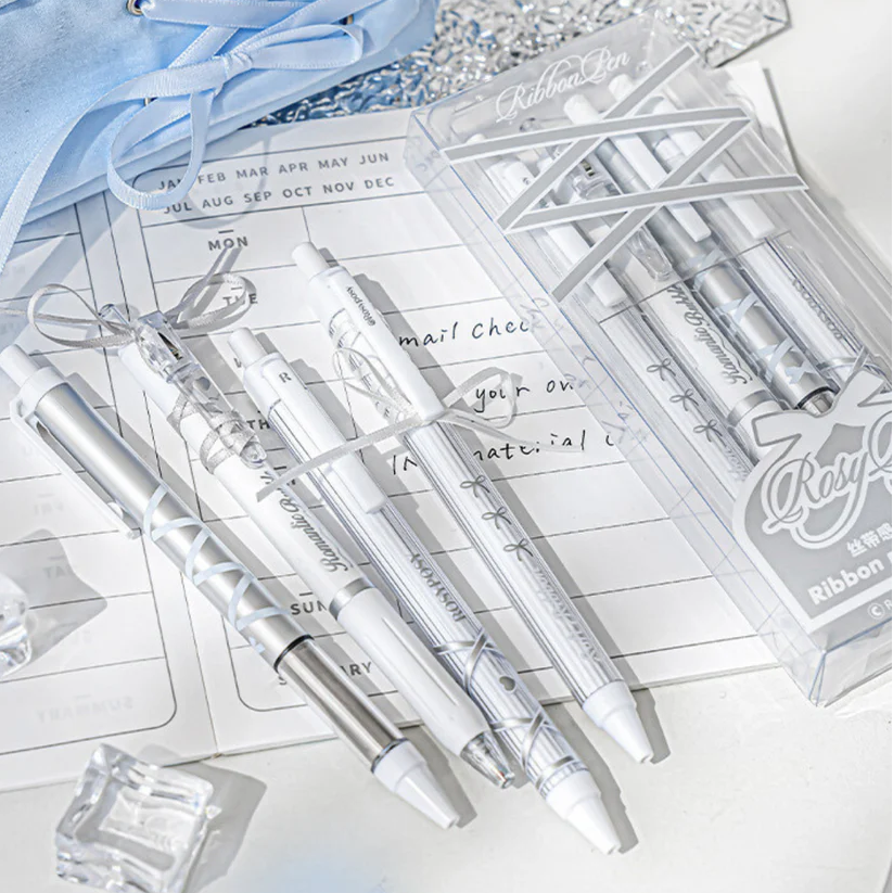 Rosy Posy柔设芭蕾绑带中性笔白色 4支