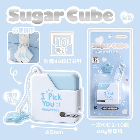 Rosy Posy Sugar Cube Mini Staplers Blue