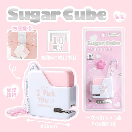 Rosy Posy Sugar Cube Mini Staplers Pink