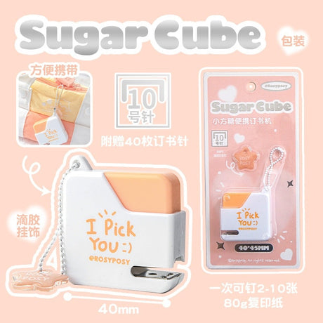 Rosy Posy Sugar Cube Mini Staplers Orange
