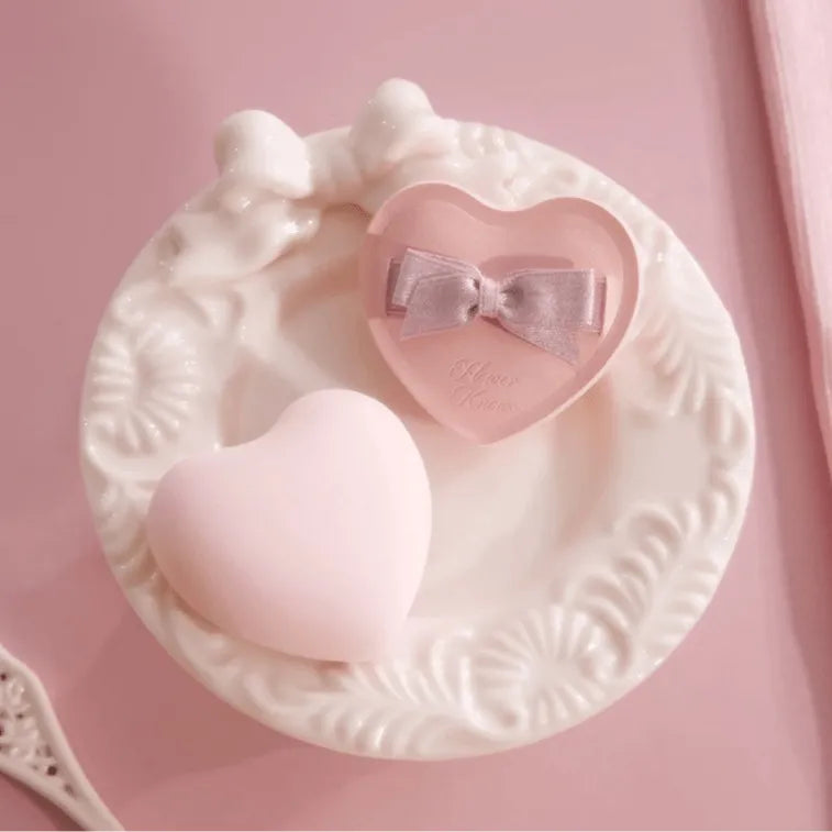 Flower Knows Strawberry Cupid Heart Shaped Marshmallow Powder Puff 1pcs