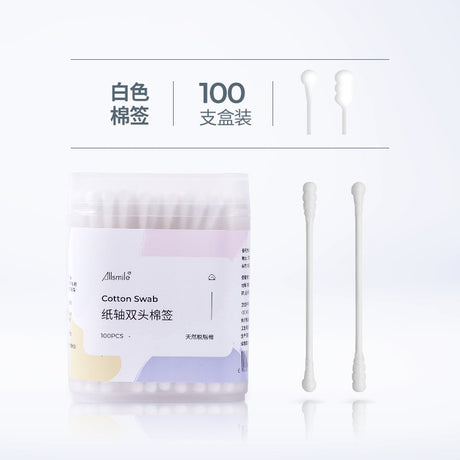 Allsmile哎哟咪纸轴双头棉签白色 100支