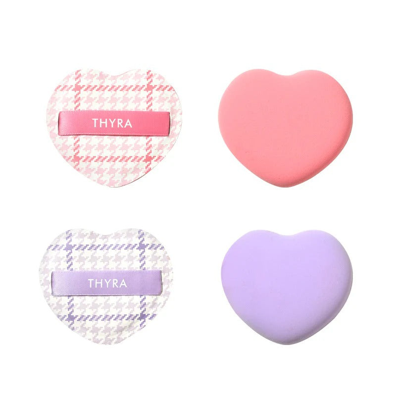 Thyra Puff Sponge Soft No Powder Wet Dry Heart 2pcs