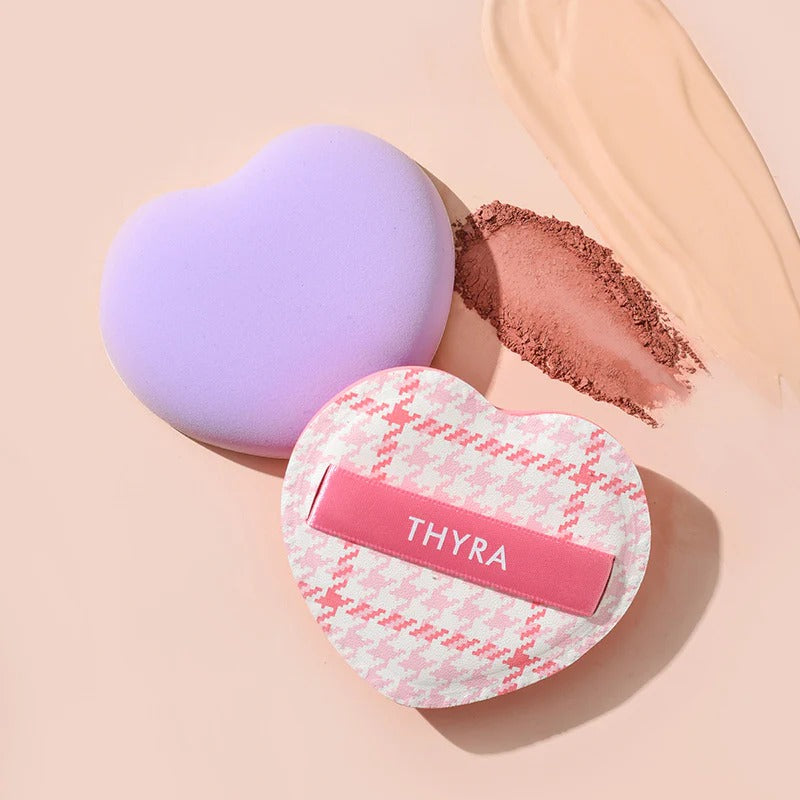 Thyra Puff Sponge Soft No Powder Wet Dry Heart 2pcs