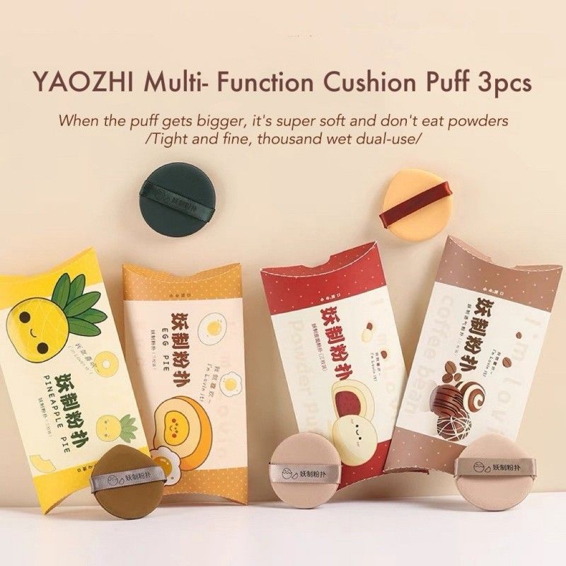 Yaozhi Multi Function Cushion Puff Coffee Bean 3pcs