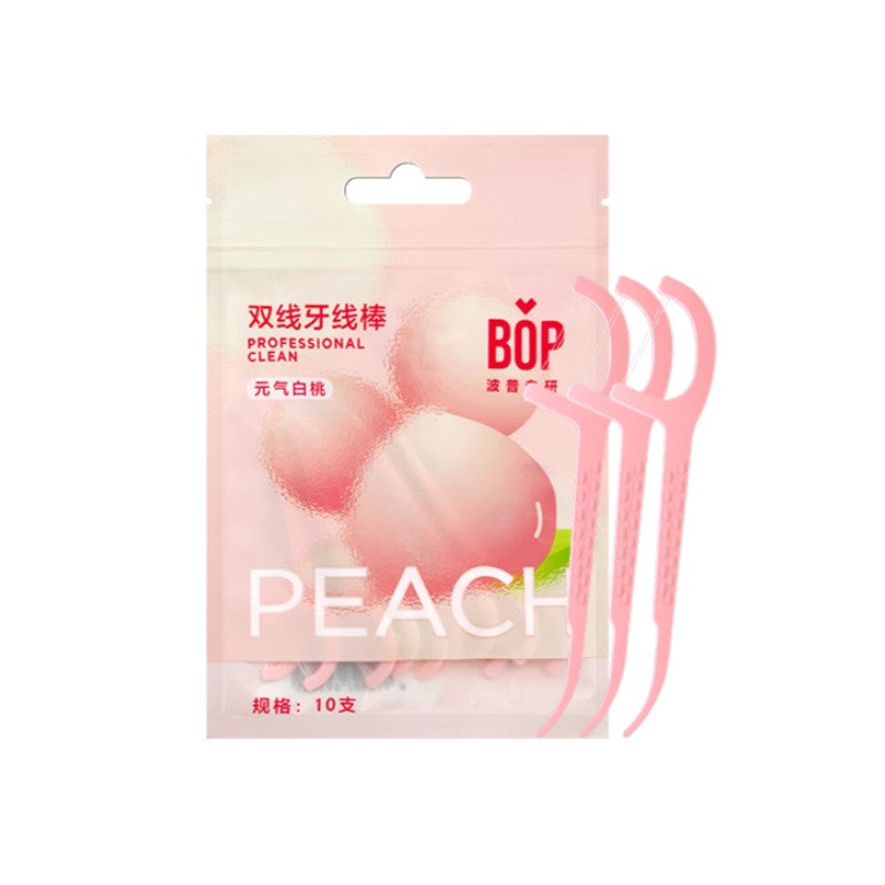 BOP波普专研双线牙线棒元气白桃 10支
