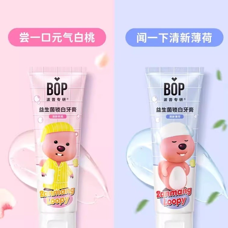 BOP Probiotics Lock White Toothpaste Loopy Fresh Peach 100g