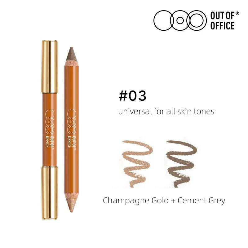 Out Of Office Contour & Highlighter Due Pencil #03 Champagne Gold + Cement Gray