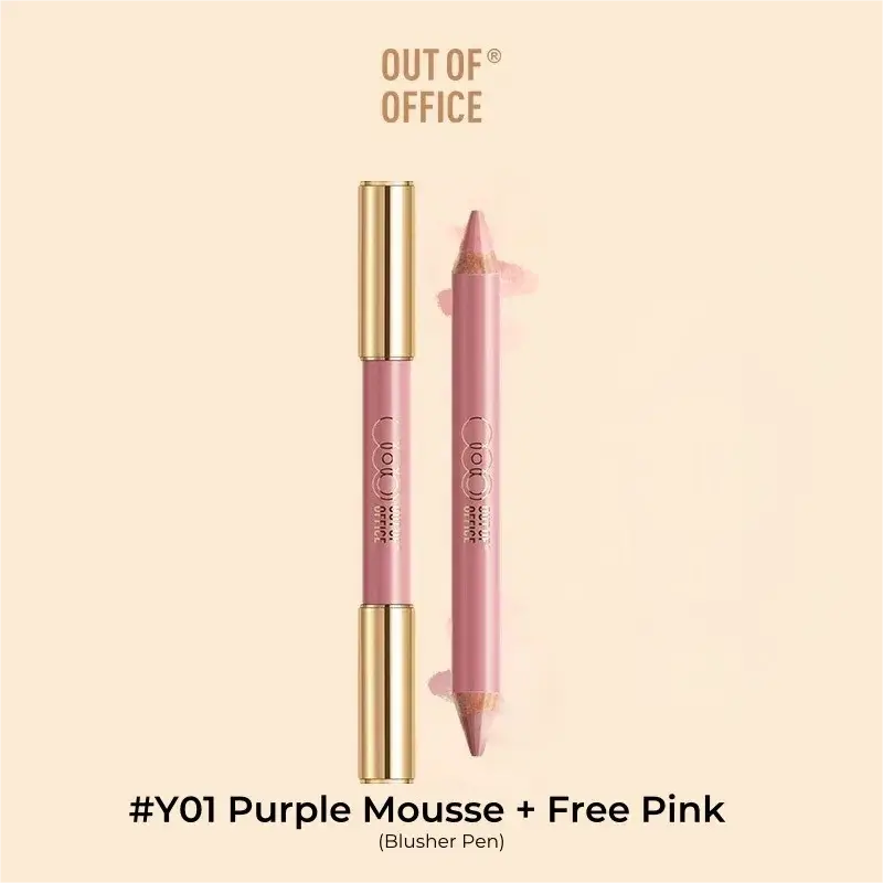 Out Of Office Double-head Multi-use Blusher Pen #Y01 Purple + Pink