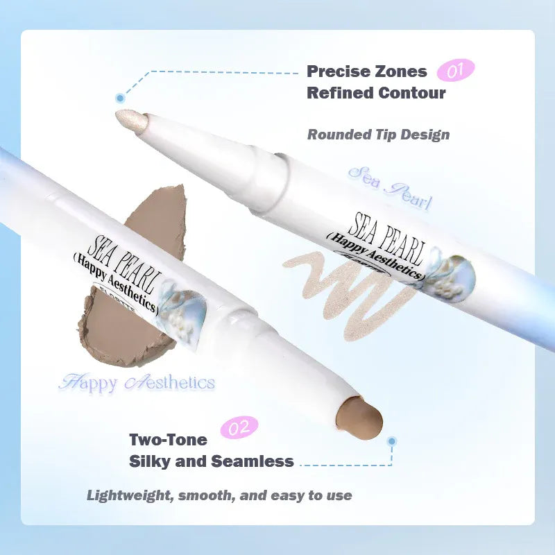 Flortte Glass Sea Dual-Ended Highlight & Contour Pen #01 Pearl Reef