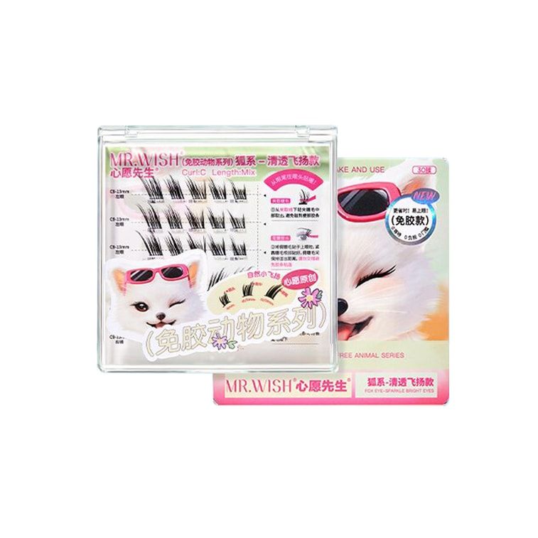 MR.Wish False Eyelashes Glue Free Animal Series Fox White