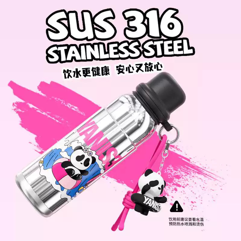Yanis3破浪胖达运动保温杯YD003-600白色 600ml