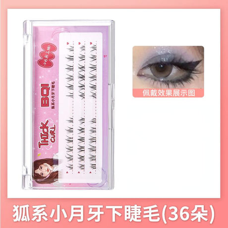 BQI False Lower Eyelashes Fox Style Little Crescent 36 Clusters