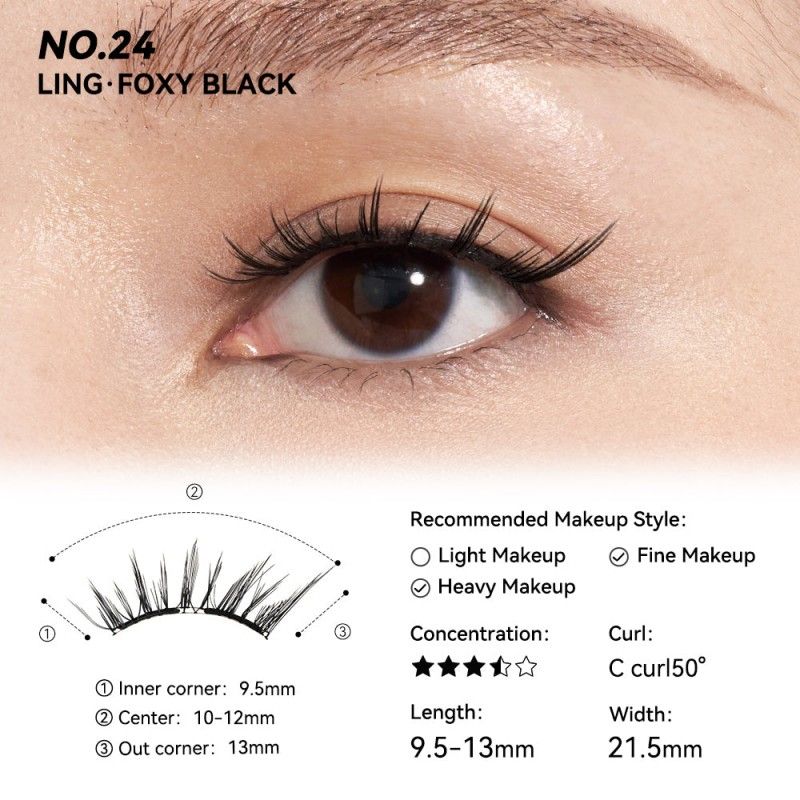 Wosado Soft Magnetic Eyelashes Foxy Black