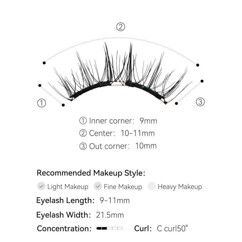Wosado Soft Magnetic Eyelashes Silky Black Widen
