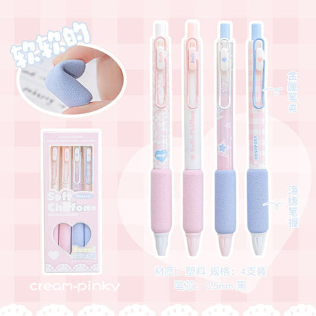 Rosy Posy Soft Chiffon Sponge Gel Pen Pink 4pcs