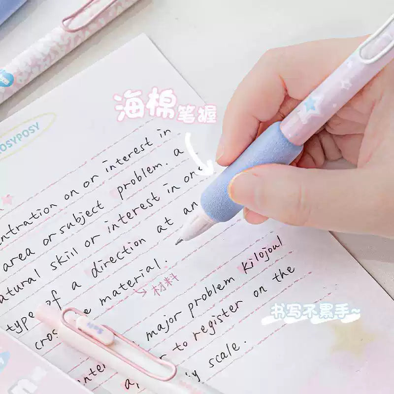 Rosy Posy Soft Chiffon Sponge Gel Pen Blue 4pcs