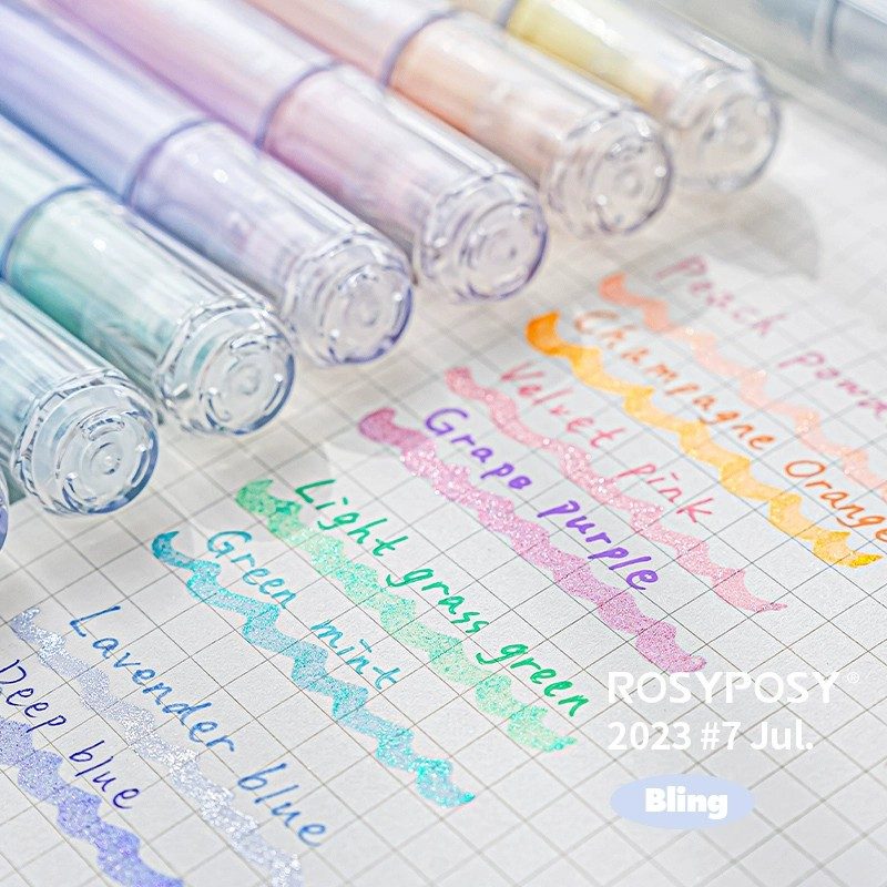 Rosy Posy Cameo Shell Glitter Highlighter Pen Pearl 4pcs