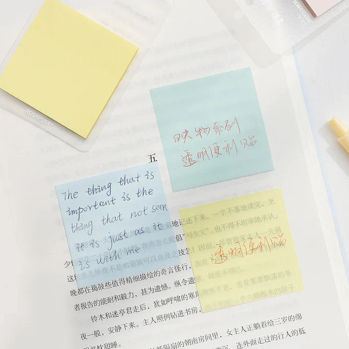 Rosy Posy Coloured Transparent Sticky Notes Blue