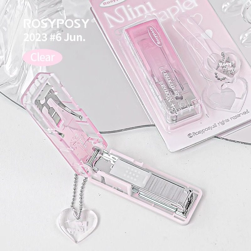Rosy Posy Clear Series Staplers Gradient Pink