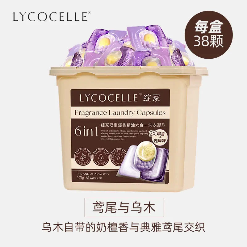 Lycocelle 6-in-1 Fragrance Laundry Capsules Iris & Agarwood 38pcs