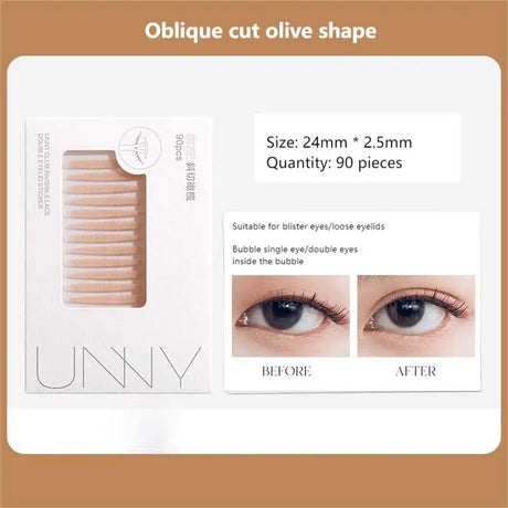Unny Invisible Double Eyelid Tape Oblique Cut Olive