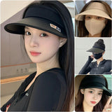 Zauo空顶防晒帽防紫外线黑色