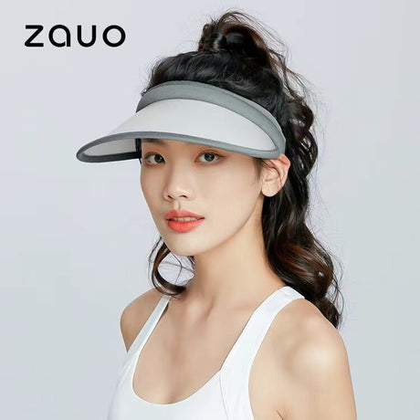 Zauo空顶防晒帽帽檐宽12cm白色