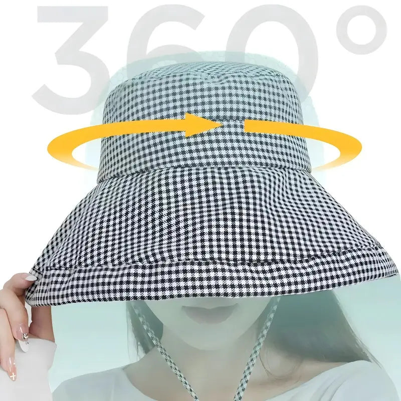 Zauo Sun Protection Bucket Hat Houndstooth Pattern