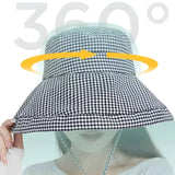 Zauo Sun Protection Bucket Hat Houndstooth Pattern