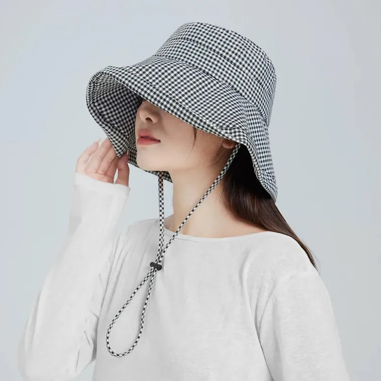Zauo Sun Protection Bucket Hat Houndstooth Version