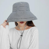 Zauo Sun Protection Bucket Hat Houndstooth Version