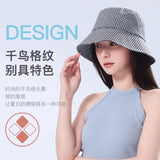 Zauo防晒渔夫帽千鸟格版