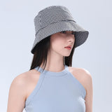 Zauo防晒渔夫帽子千鸟格防晒帽UPF50+