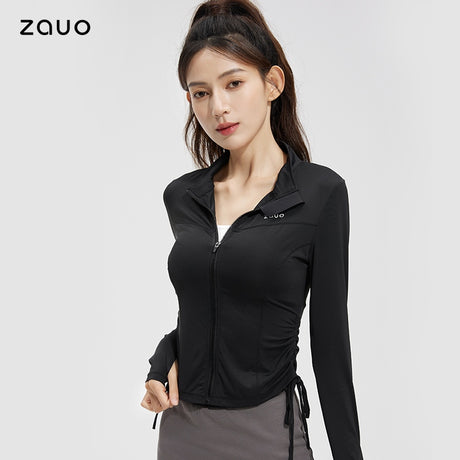 Zauo修身冰感防晒衣少女版黑色L码