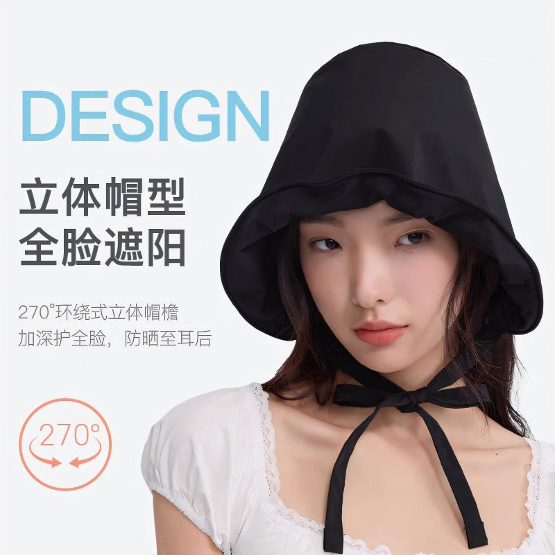 Zauo防晒水桶帽护脸版黑色