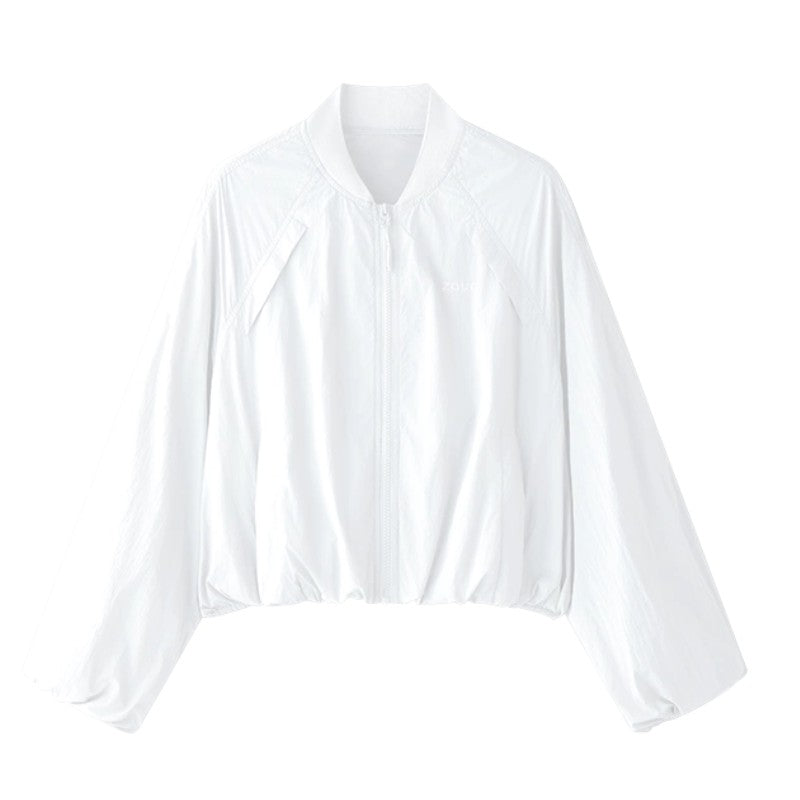 Zauo Sunscreen Sun Protective Jacket Baseball Version White