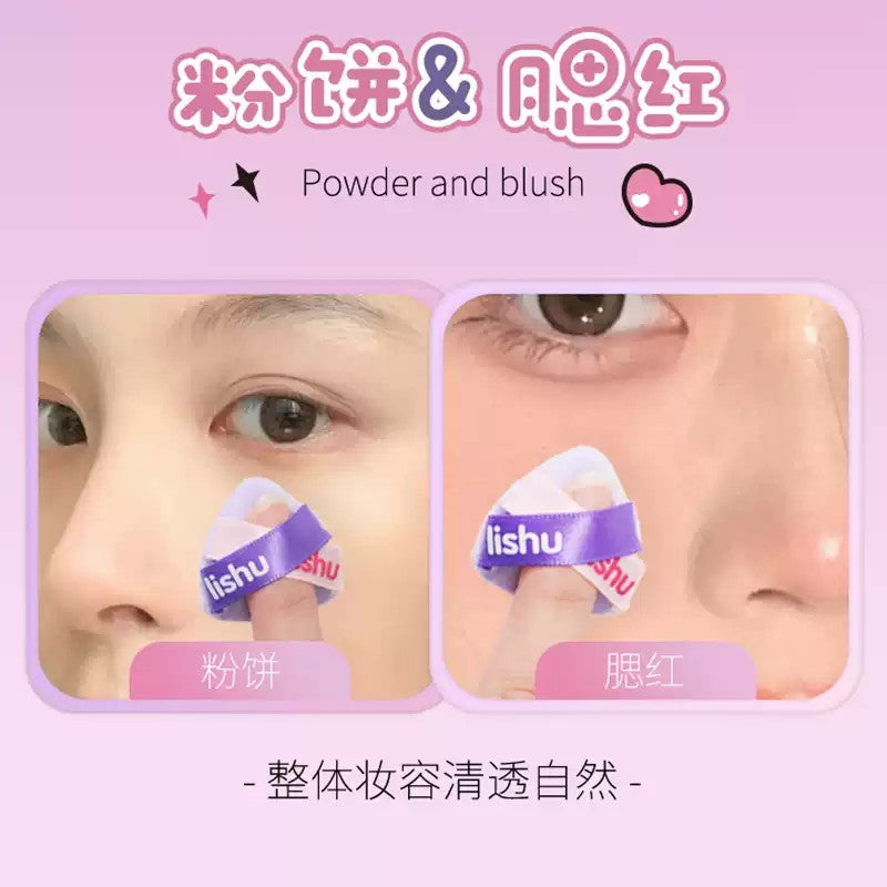 Lishu Mini Powder Puff Purple 3pcs