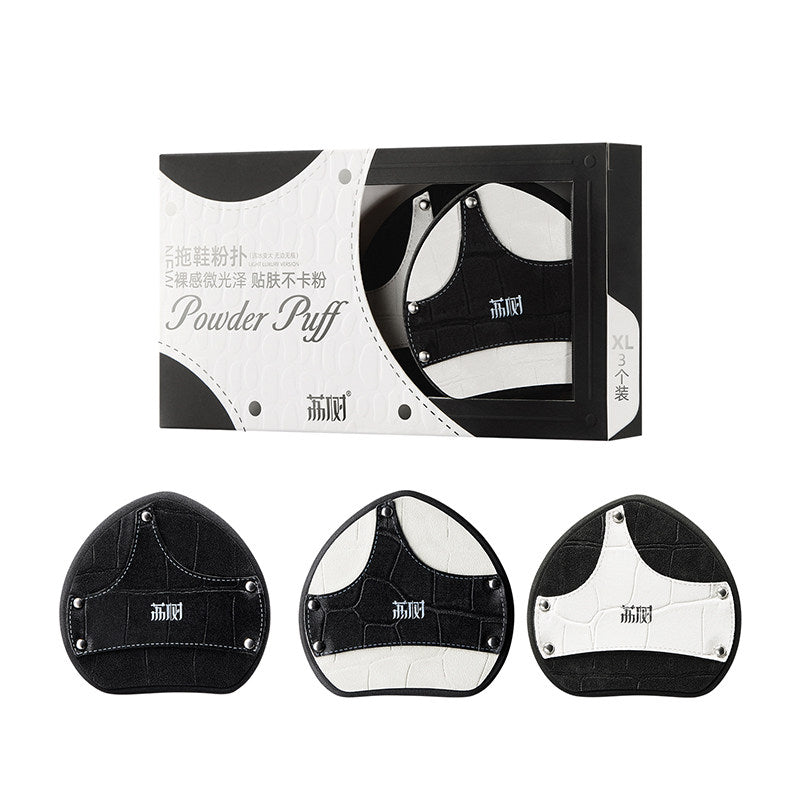 Lishu Black & White Slipper Powder Puff XL 3pcs
