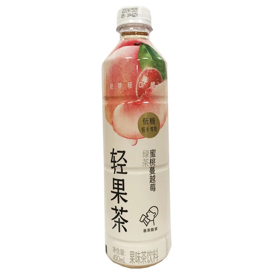 HeyTea喜茶轻果茶蜜桃蔓越莓绿茶 450ml