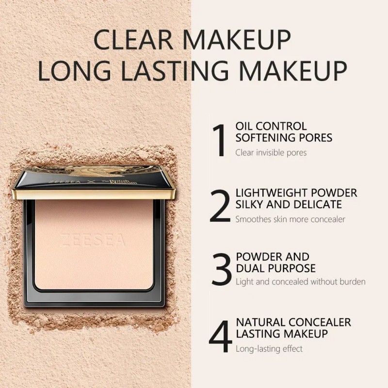Zeesea The British Museum Oil Control Matte Pressed Powder #AM01 IVORY SKIN