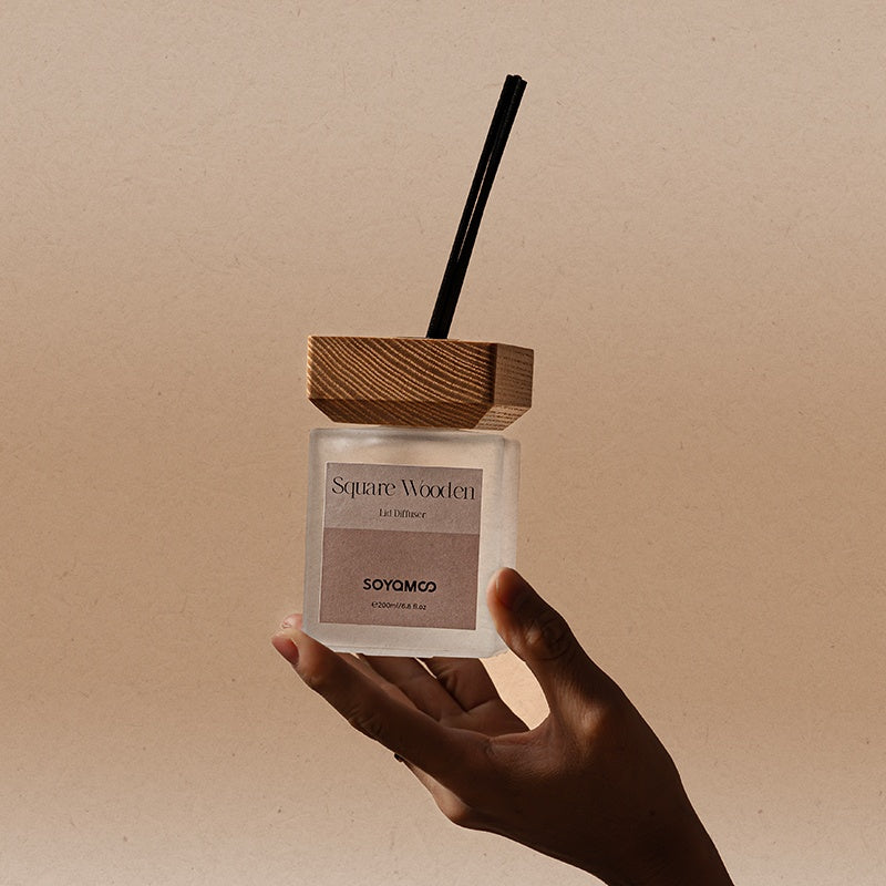 Soyamoo Wood Flameless Diffuser Diary Lid Square Bottle 200ml