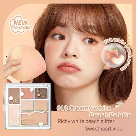 Judydoll橘朵七巧板玩趣眼影修容盘#18奶油白桃盘