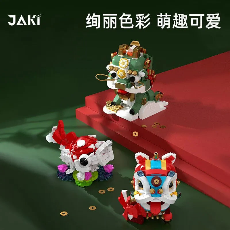 Jaki佳奇积木摆件国潮锦鲤JK5130