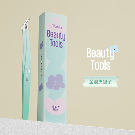 Allsmile False Eyelash Tweezers Golden Feather Clamp