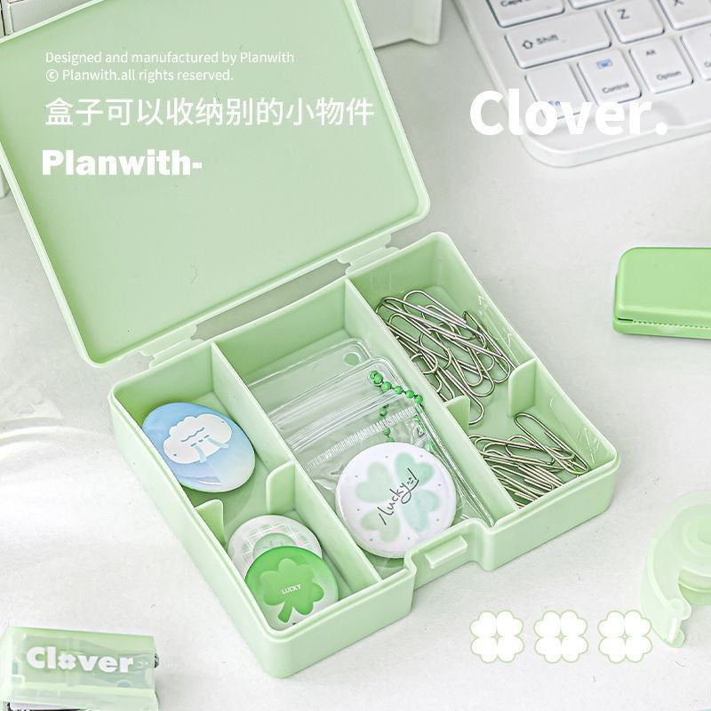 Planwith Mini Portable Stationery Office Tool Chest Kit Green 8pcs