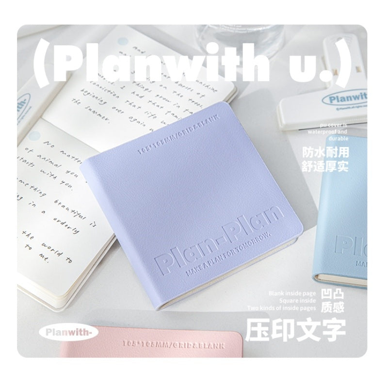 Planwith口袋方形软皮本紫色
