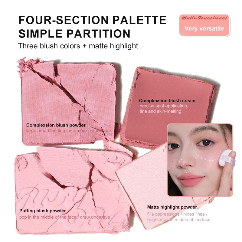 Judydoll Matte Blush & Highlighter Palette #05 Fit Pink